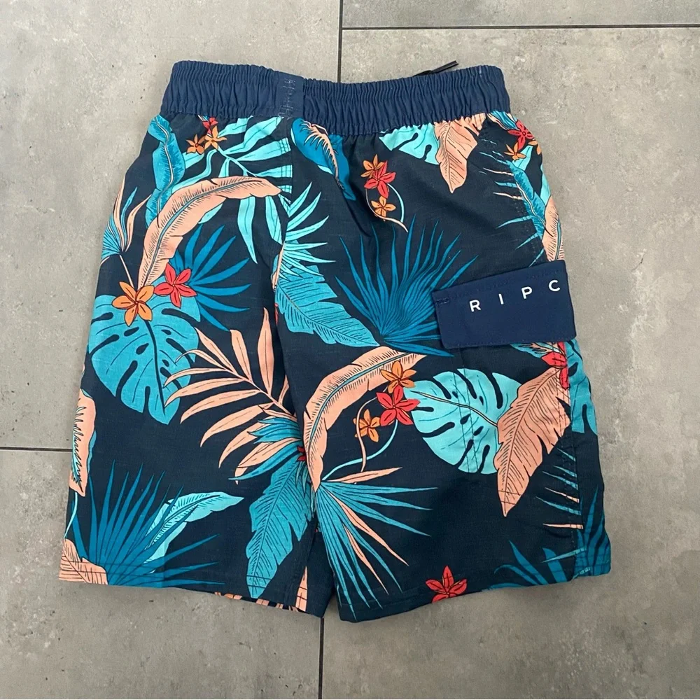 Boys Toddler Rip Curl leaf print swim trunks shorts size 2